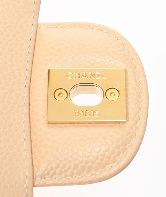 CHANEL Matelasse Classic Beige Color Handbag with Gold Hardware