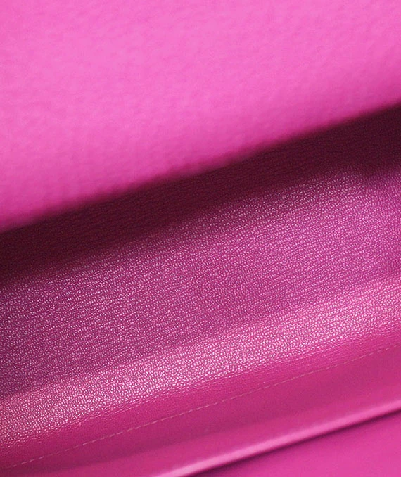 Hermes Kelly Size 25 Rose Purple Handbag in Togo Leather with Outside Stitching and Palladium hardware