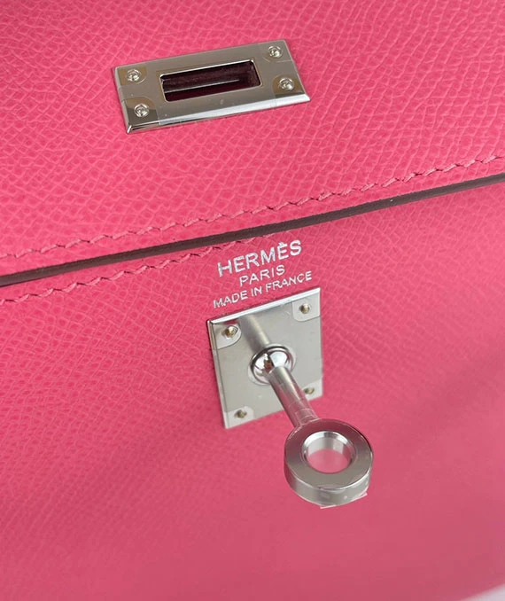 Hermes 2023 Kelly size 25 Rose azale color in Epsom Leather with Palladium hardware