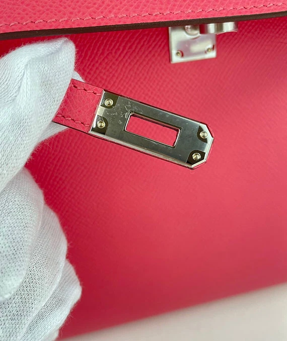 Hermes 2023 Kelly size 25 Rose azale color in Epsom Leather with Palladium hardware