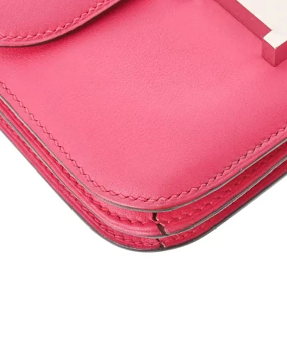 Hermes 2018 Constance 18 Swift Leather Handbag in Rose Extreme with Palladium hardware