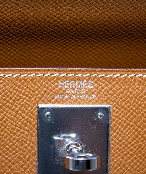Hermes Size 28 Kelly Epsom Leather Handbag in Gold Color with Palladium Hardware