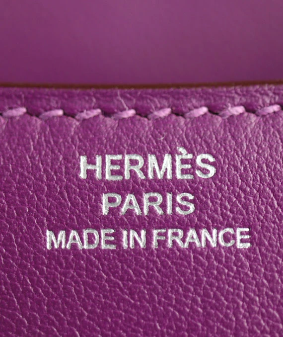 HERMES 2015 Constance 3 mini Swift Leather Shoulder Bag in Anemone Color and Palladium Hardware