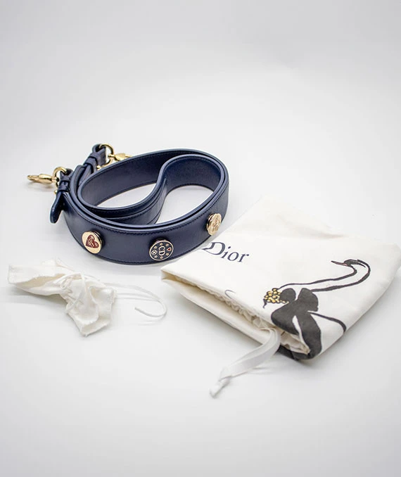 Christian Dior Navy Blue Color Small Lady Dior Lambskin Leather Satchel Bag