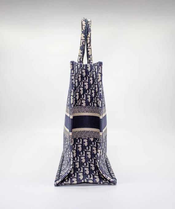 Christian Dior Navy Blue & Beige Book large Tote Canvas bag