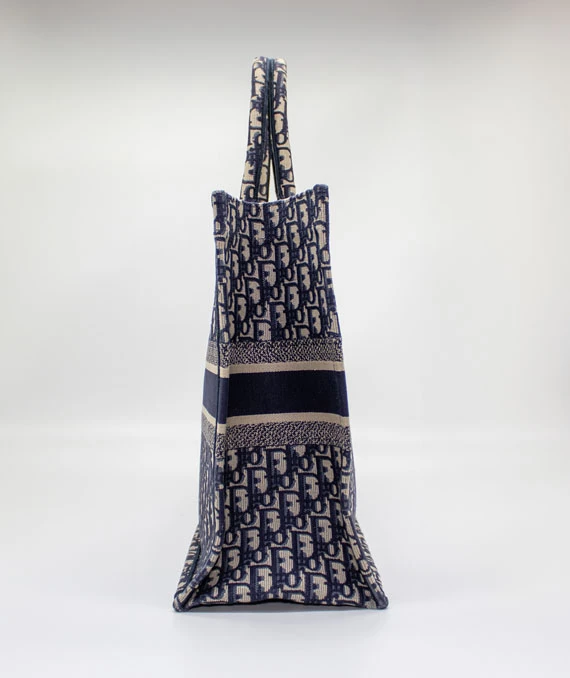 Christian Dior Navy Blue & Beige Book large Tote Canvas bag