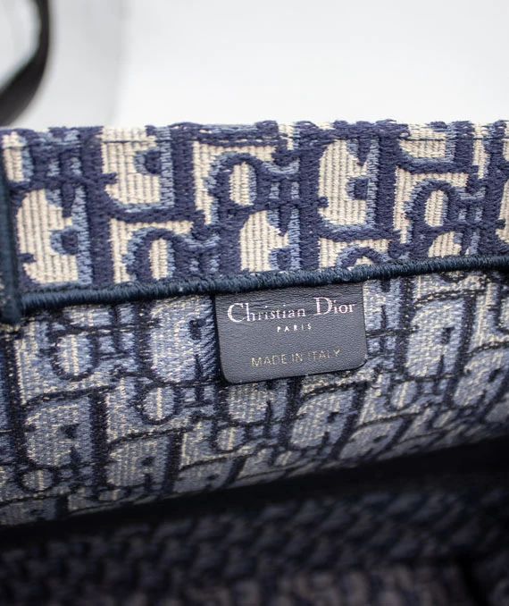 Christian Dior Navy Blue & Beige Book large Tote Canvas bag