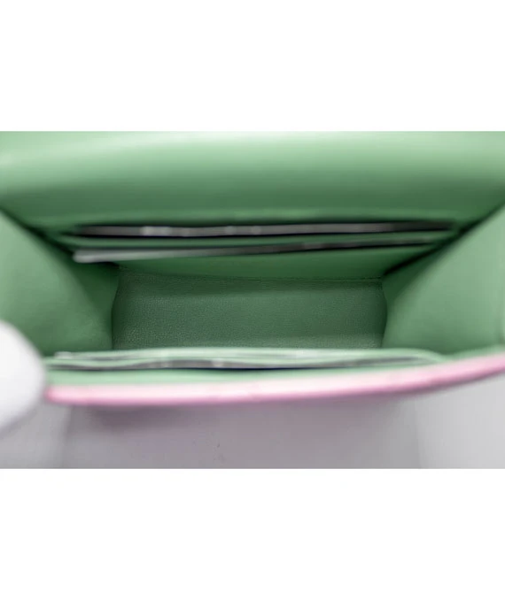 Chanel Pink & Green Lambskin Mini Matresse Top Handle Bag with Gold Hardware