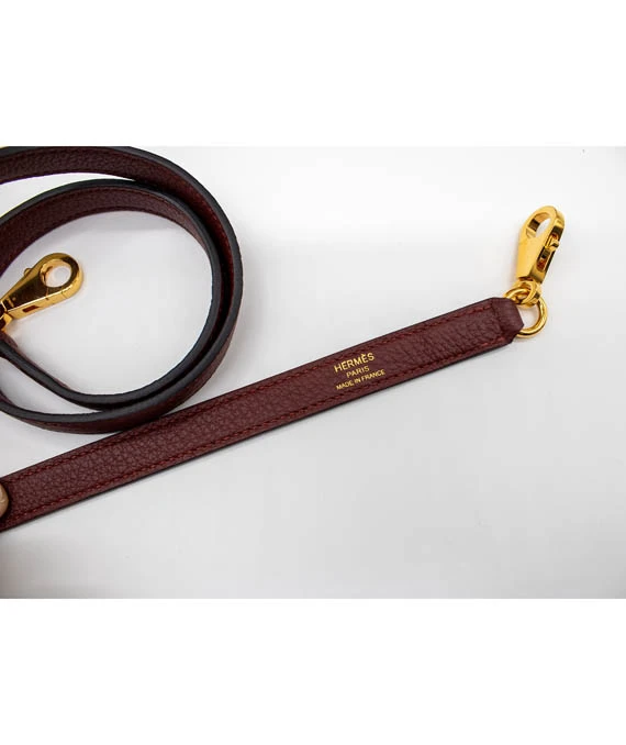 Hermes Rouge Grenat Togo Leather Kelly Retourne Size 28 Bag with Gold Hardware