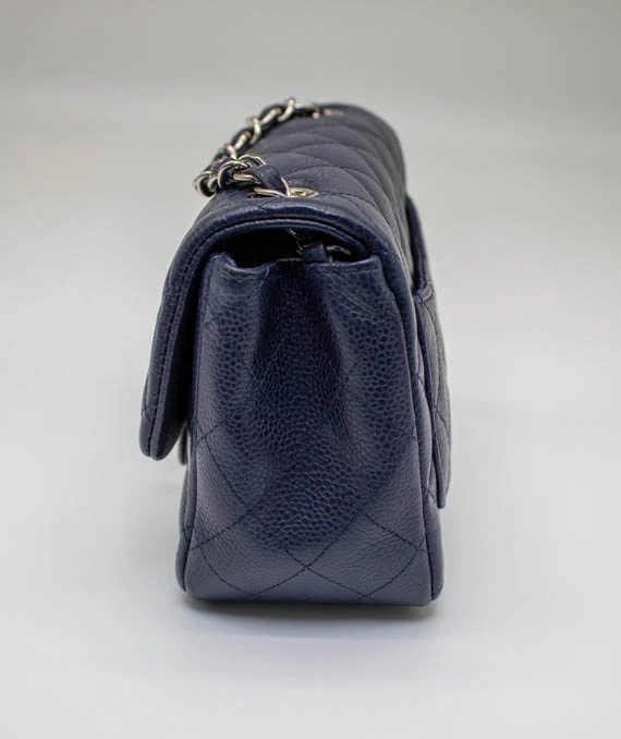 Chanel Classic Navy Blue Caviar Mini Bag with Silver Hardware