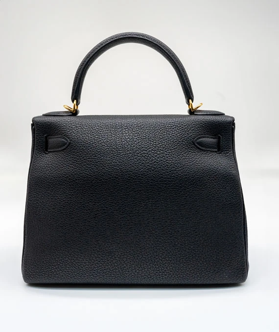 Hermes Stamp D 2019 Black Togo Leather Kelly Size 28 Bag with Gold Hardware