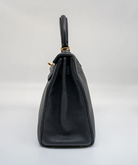 Hermes Stamp D 2019 Black Togo Leather Kelly Size 28 Bag with Gold Hardware