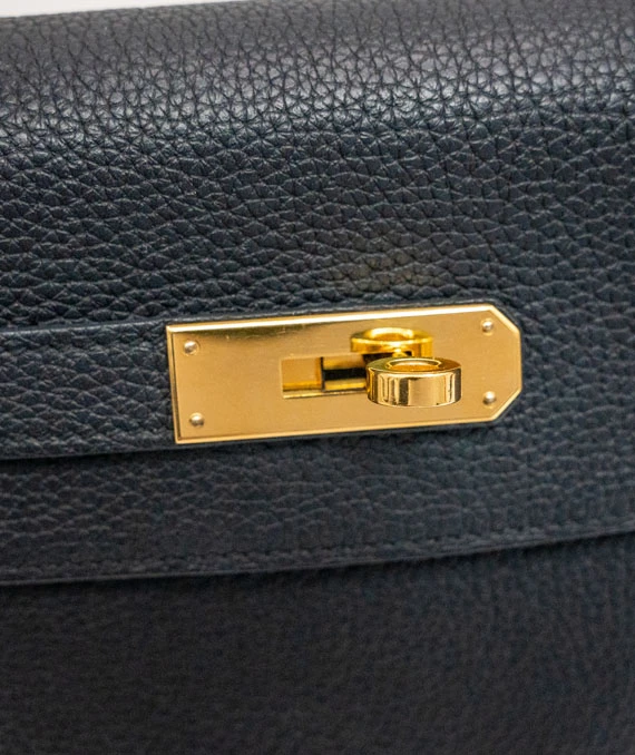 Hermes Stamp D 2019 Black Togo Leather Kelly Size 28 Bag with Gold Hardware