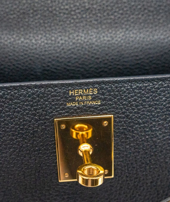 Hermes Stamp D 2019 Black Togo Leather Kelly Size 28 Bag with Gold Hardware
