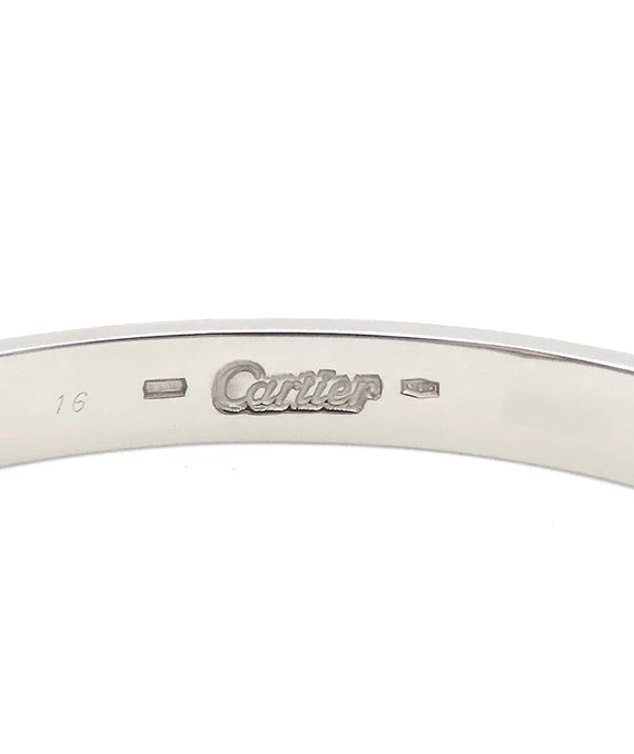 Cartier White Gold Love Bracelet K18WG Size 16 With Driver