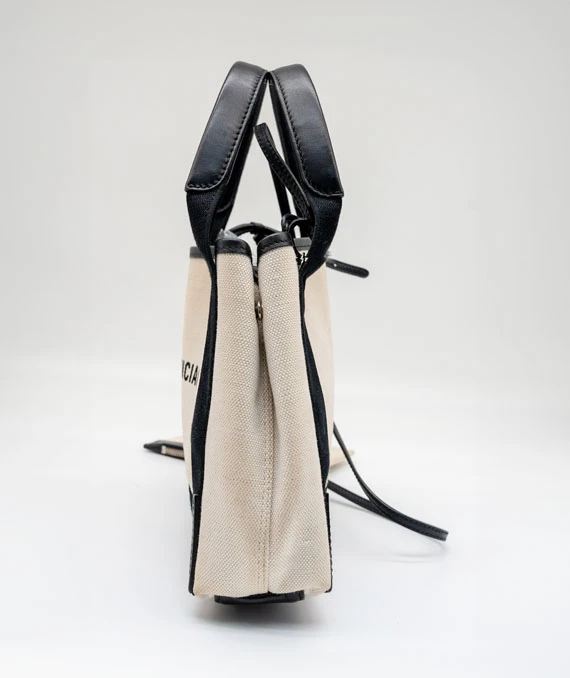 Balenciaga Small Leather-Trimmed Logo-Print Canvas Tote Bag