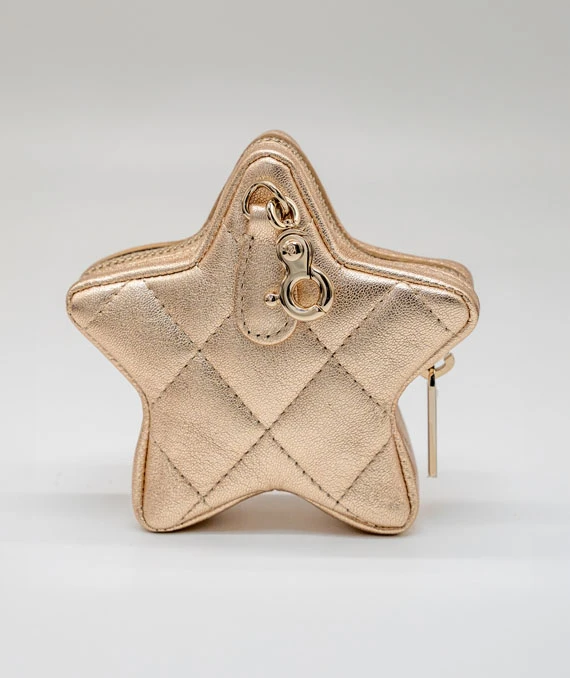 Chanel Metallic Gold Lambskin Walk Of Fame Star Clip On Coin Purse