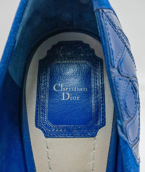 Dior Blue Suede Peep Toe Platform Pumps Size 39