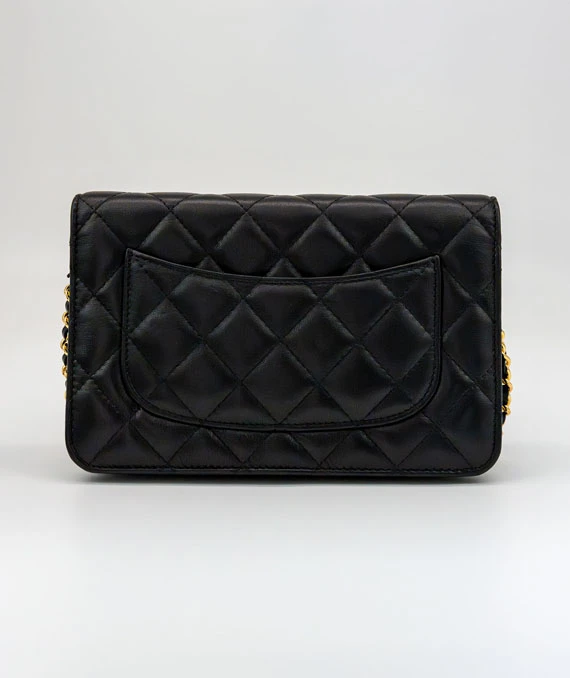 Chanel Black Lambskin Quilted Egyptian Amulet Wallet On Chain