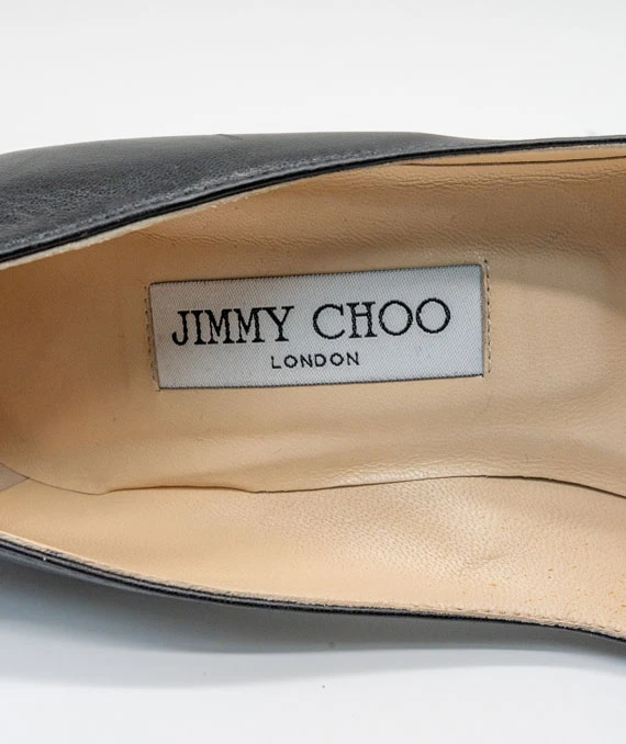 Jimmy Choo Size 38 Black Leather Pumps