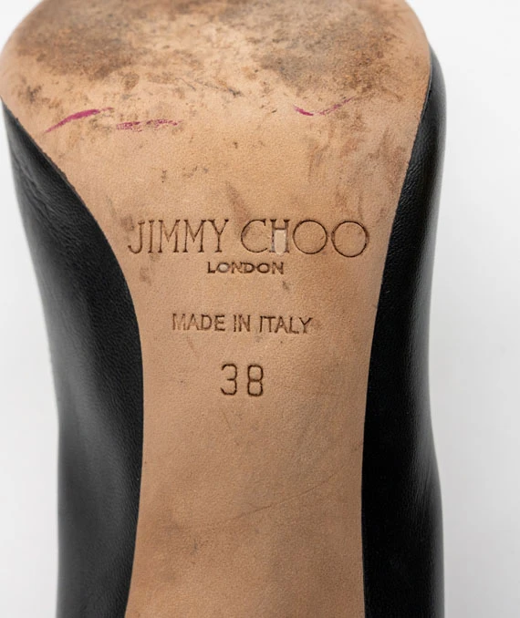 Jimmy Choo Size 38 Black Leather Pumps