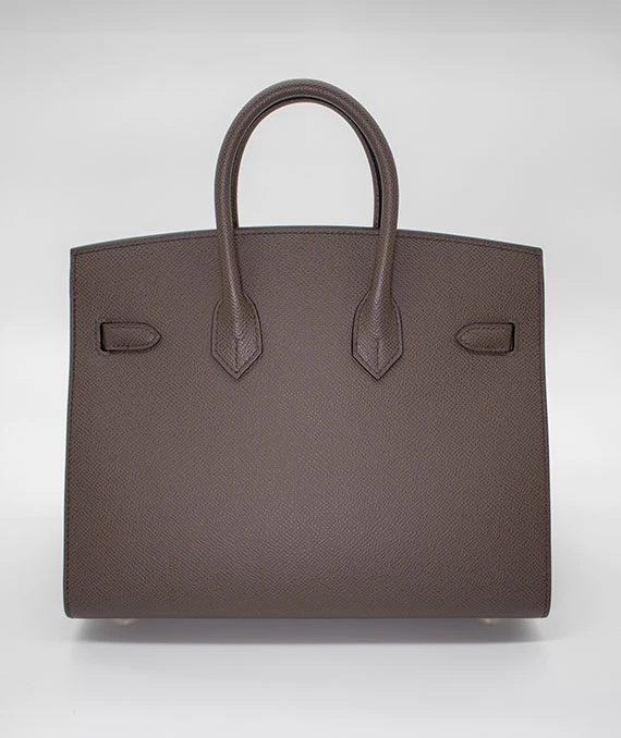 Hermes Birkin (Stamp B) Size 25 Epsom Leather handbag in Etoupe with Gold Hardware Brand New Year 2023