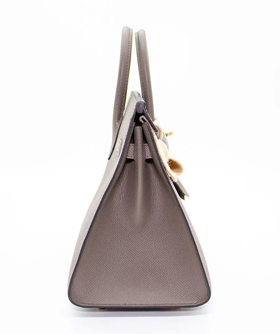 Hermes Birkin (Stamp B) Size 25 Epsom Leather handbag in Etoupe with Gold Hardware Brand New Year 2023