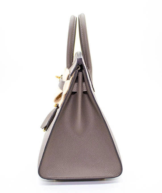 Hermes Birkin (Stamp B) Size 25 Epsom Leather handbag in Etoupe with Gold Hardware Brand New Year 2023