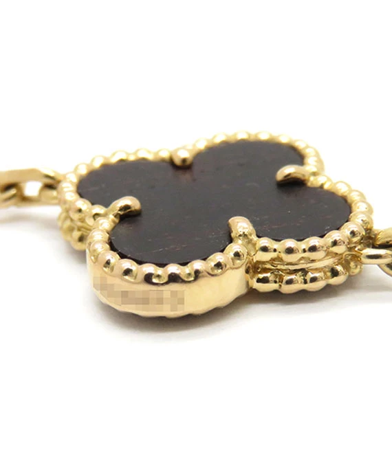 Van Cleef & Arpels Vintage Alhambra Letterwood Pendant 10 Motif Necklace in 18k Rose Gold