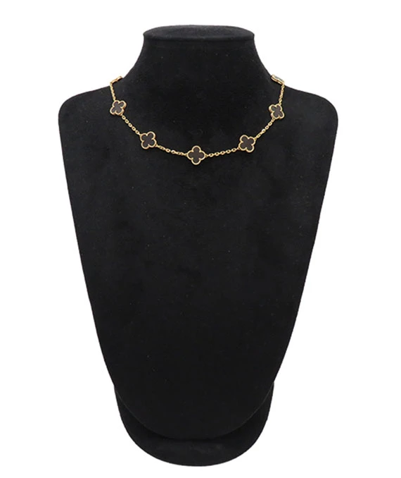 Van Cleef & Arpels Vintage Alhambra Letterwood Pendant 10 Motif Necklace in 18k Rose Gold