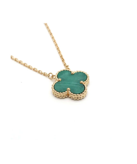 Van Cleef & Arpels Vintage 18k Yellow Gold Necklace with Alhambra Malachite Pendant