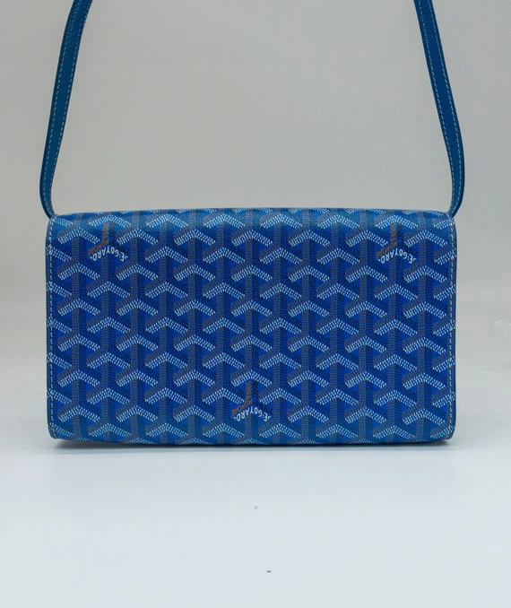 Goyard Blue Goyardine Coated Canvas And Leather Monte Carlo Bois Clutch