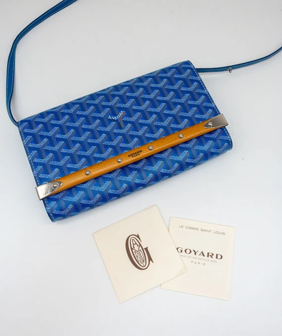Goyard Blue Goyardine Coated Canvas And Leather Monte Carlo Bois Clutch