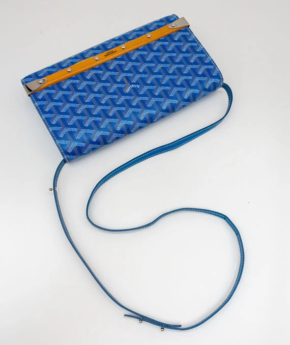 Goyard Blue Goyardine Coated Canvas And Leather Monte Carlo Bois Clutch