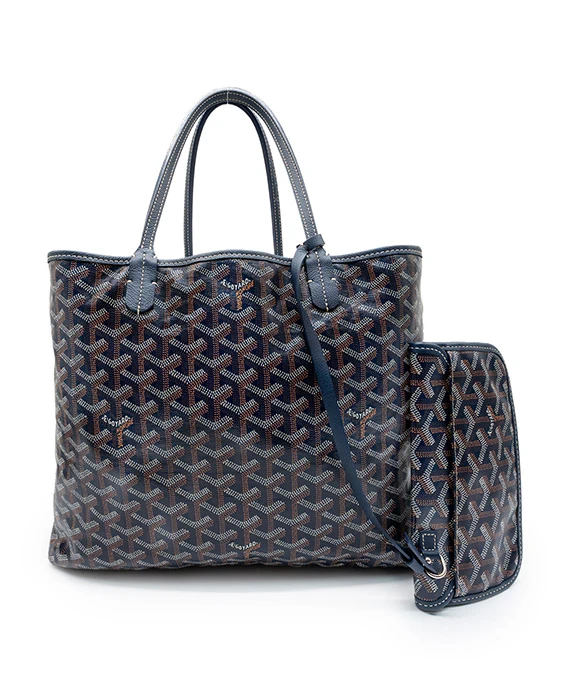 Goyard Navy Goyardine Coated Canvas and Leather Saint Louis PM Tote bag