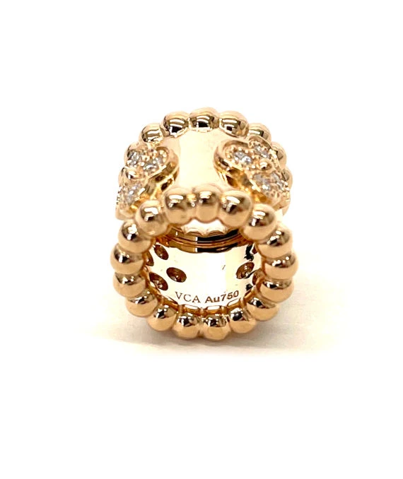 Van Cleef & Arpels K18 Rose Gold Perlée Clover Pendant Diamond Necklace