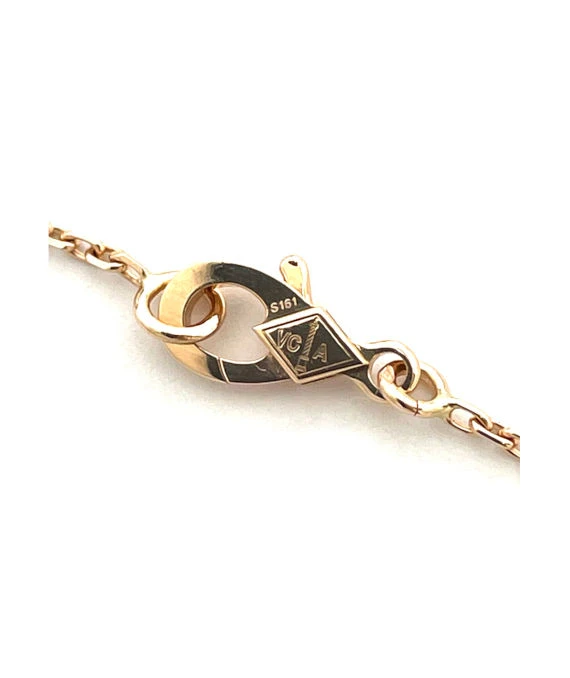 Van Cleef & Arpels K18 Rose Gold Perlée Clover Pendant Diamond Necklace