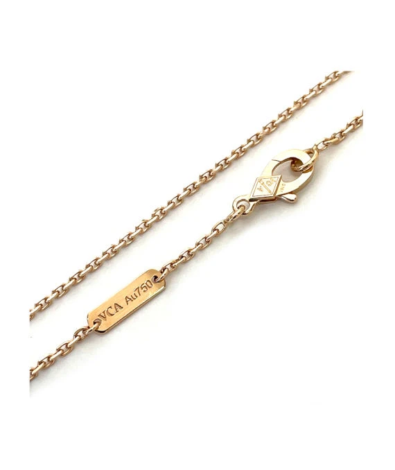 Van Cleef & Arpels K18 Rose Gold Perlée Clover Pendant Diamond Necklace