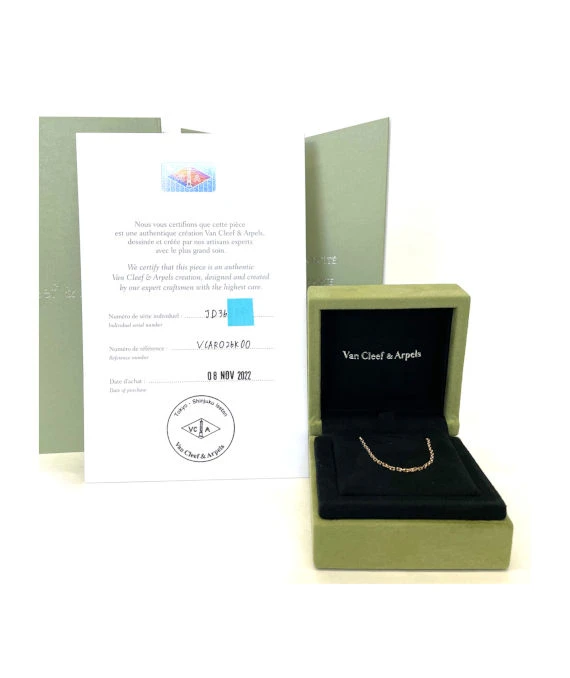 Van Cleef & Arpels K18 Rose Gold Perlée Clover Pendant Diamond Necklace