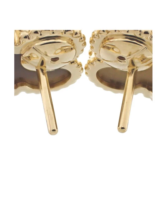 Van Cleef & Arpels Vintage Alhambra Tiger's Eye 18k Yellow Gold Earrings