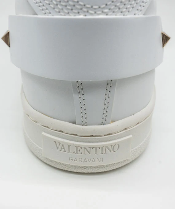 Valentino Size 41 White Leather Backnet Rockstud Low Top Sneakers
