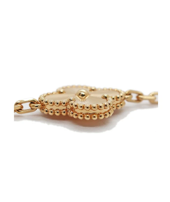 Van Cleef & Arpels Vintage Alhambra Carnelian Guilloche 5 Motifs 18k Rose Gold Bracelet