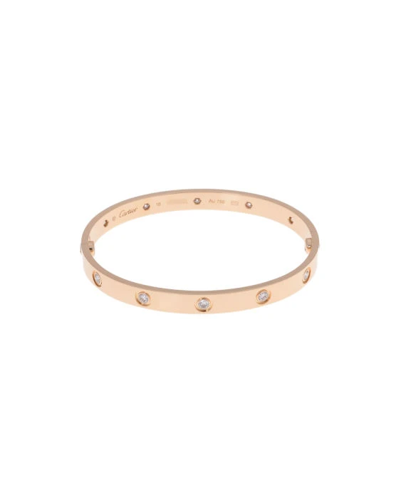 Cartier Diamond Encrusted Size 18 Love Bracelet in 18k Yellow Gold