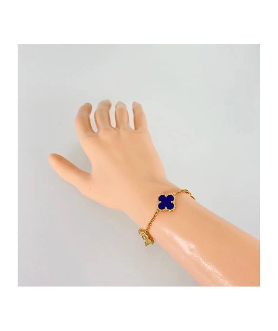 Van Cleef & Arpels Vintage Alhambra Blue Sable Diamond Bracelet In 18k Yellow Gold