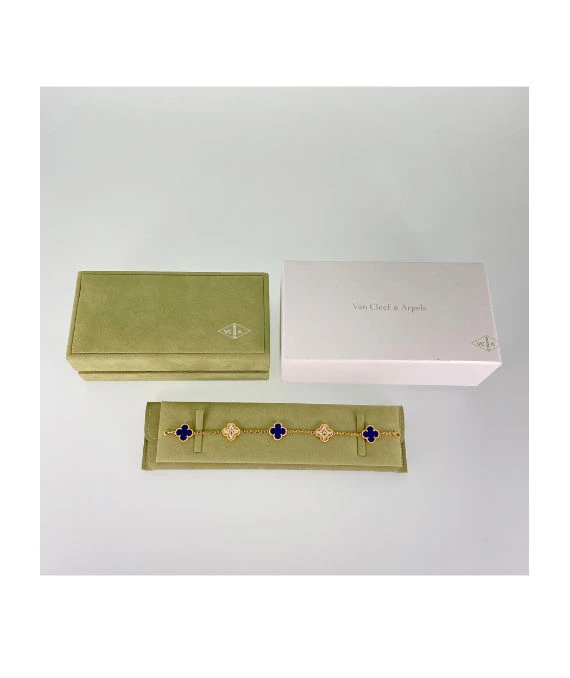 Van Cleef & Arpels Vintage Alhambra Blue Sable Diamond Bracelet In 18k Yellow Gold