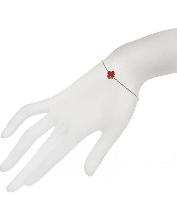 Van Cleef & Arpels Sweet Alhambra Carnelian Bracelet In 18k Pink Gold