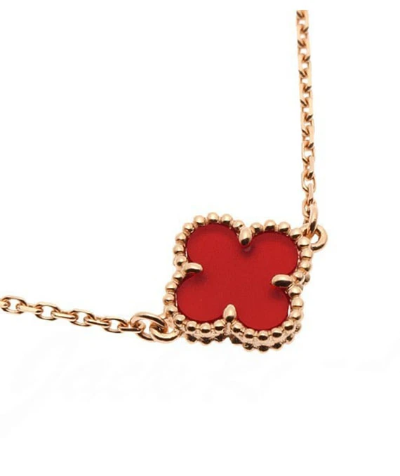 Van Cleef & Arpels Sweet Alhambra Carnelian Bracelet In 18k Pink Gold
