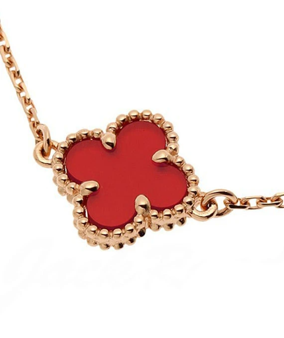 Van Cleef & Arpels Sweet Alhambra Carnelian Bracelet In 18k Pink Gold