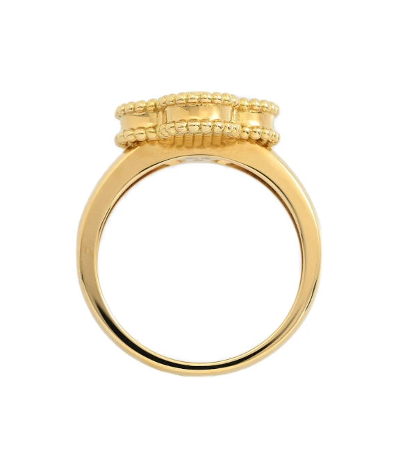 Van Cleef and Arpels Vintage Alhambra 18k Yellow Gold Diamond Ring Size 16.5