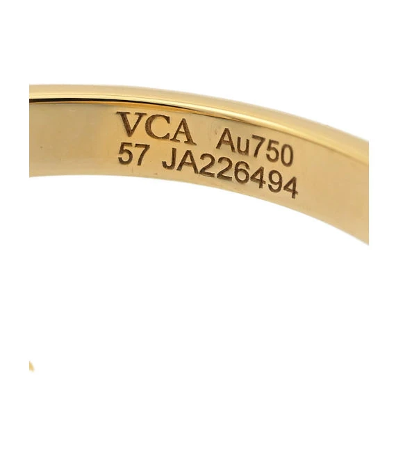 Van Cleef and Arpels Vintage Alhambra 18k Yellow Gold Diamond Ring Size 16.5